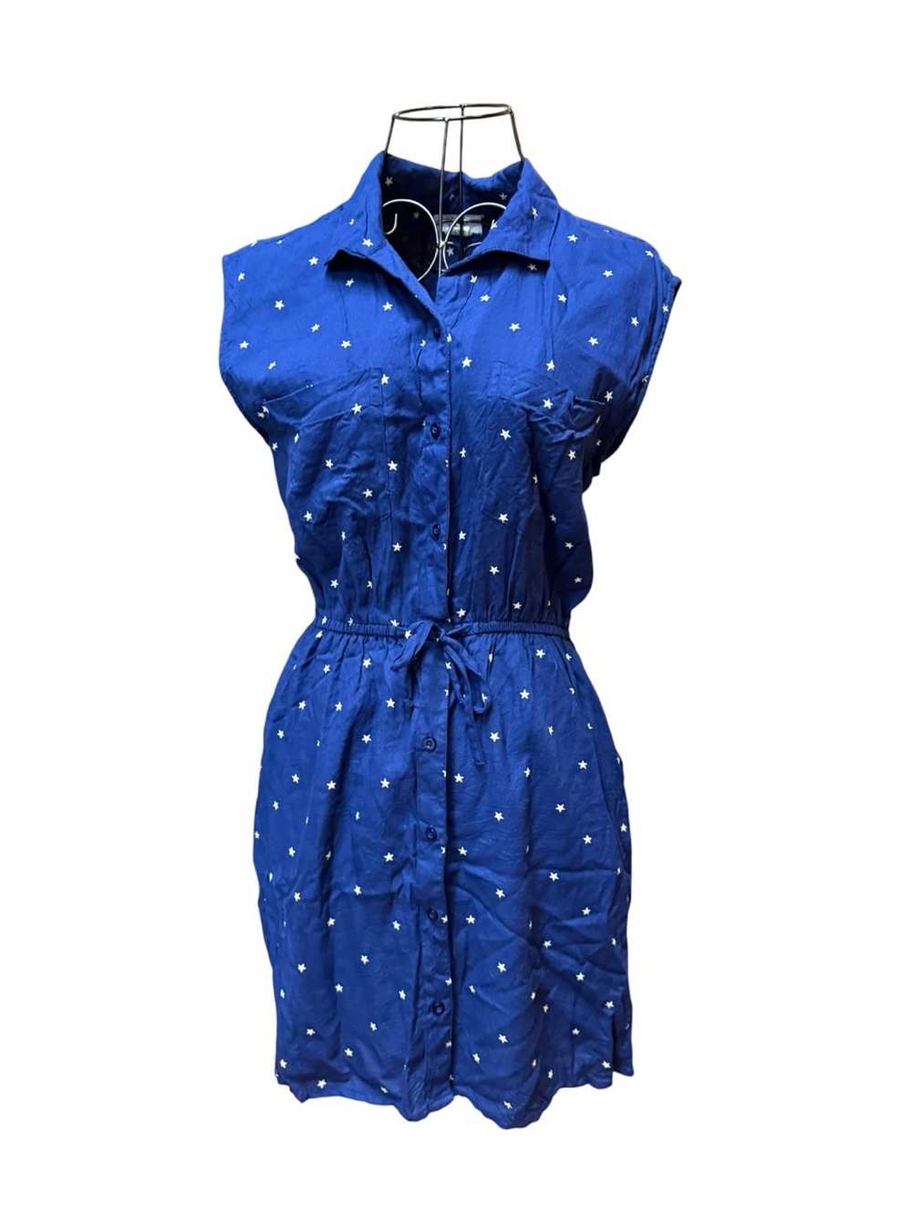 Japna Blue Star-Print Tie-Waist Mini Dress medium